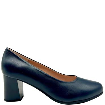 PITILLOS LDS BLOCK HEEL COURT SHOE - NAVY